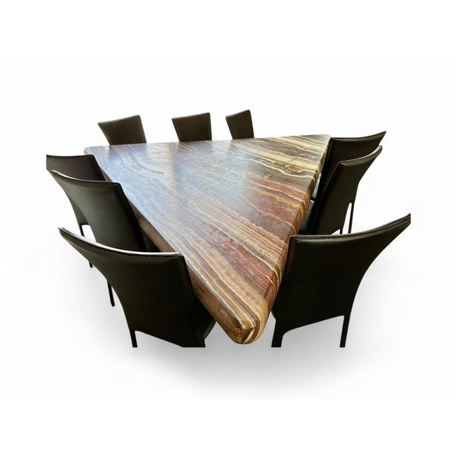 Design Sculptural Onyx Dining Table – Triangular Waterfall Edge Statement Piece, Seats 9 For Sale - Image 4 of 10
