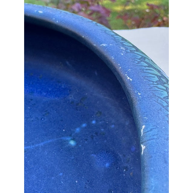1910s Arts & Crafts Hampshire Pottery Blue & Green Matte "Peacock" Glaze Bulb Bowl For Sale - Image 10 of 17