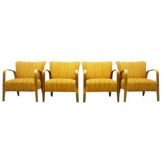 French Armchairs by Hugues Steiner for Steiner, 1940s, Set of 4 For Sale
