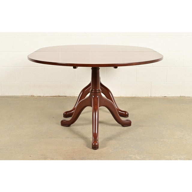 Kittinger Georgian Solid Mahogany Double Pedestal Extension Dining Table For Sale - Image 12 of 15