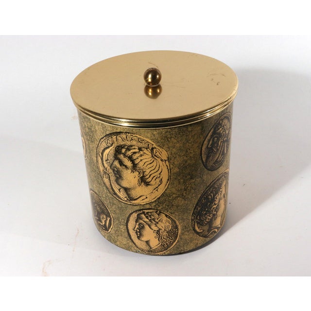1960s Piero Fornasetti Ice Bucket & Cover With Coin Design For Sale In Philadelphia - Image 6 of 10