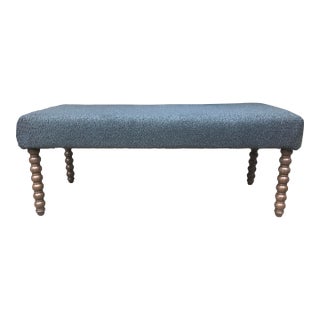 Vintage Lee Industries Sherpa Coal Upholstered Bench For Sale