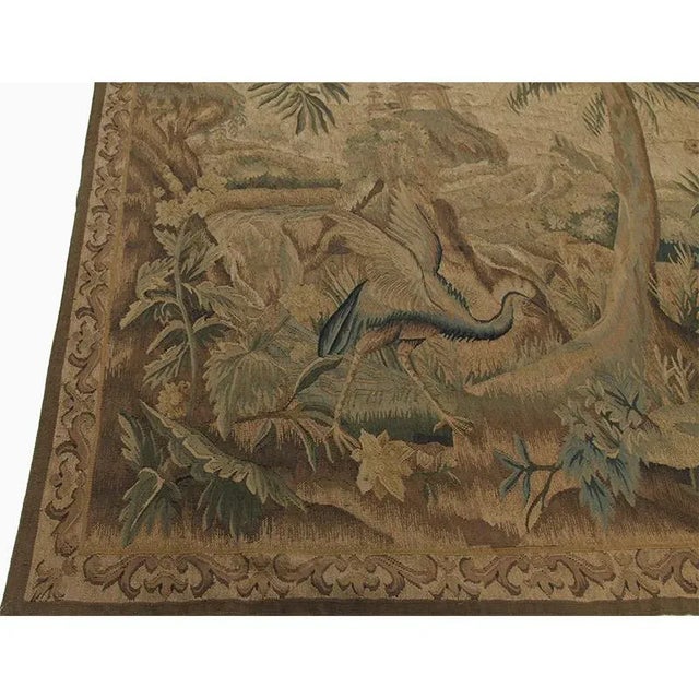 1990s Square Tapestry of Palm Tree and Birds Tropical Landscape For Sale - Image 4 of 7