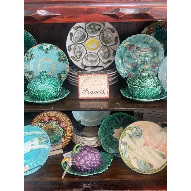 Green Pair Majolica Covered Tureens Green Cabbage , by Sarreguemines For Sale - Image 8 of 12