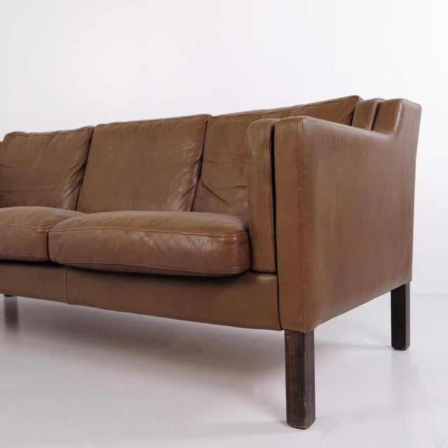 Brown Danish Three-Seater Sofa in Brown Leather from Stouby, 1960s For Sale - Image 8 of 12
