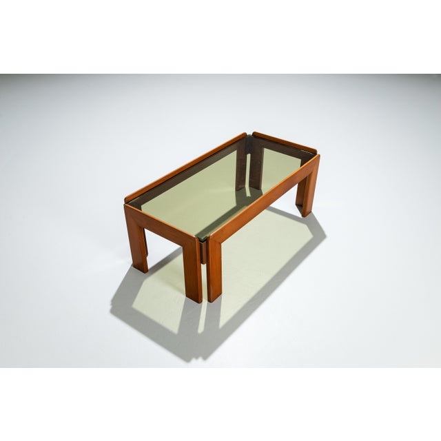 Mid-Century Modern Vintage Coffee Table with Smoke Glass Top by Afra & Tobia Scarpa, 1970s For Sale - Image 3 of 12