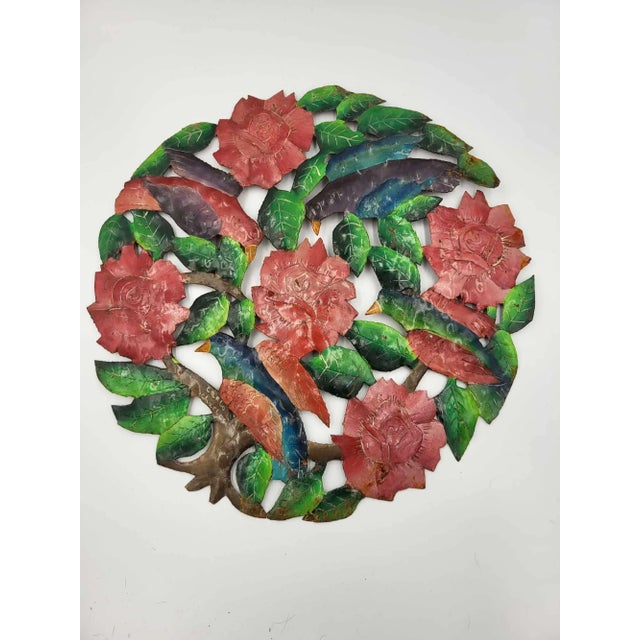 Enamel Wall Decoration Plate with Flowers by Carlo Charlie, 1960s For Sale - Image 8 of 8
