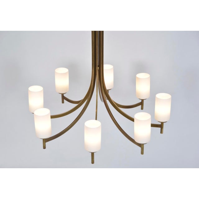 Large Mid-Century Italian Brass and Glass 8-Arm Chandelier, 1950s-1960s For Sale - Image 6 of 16