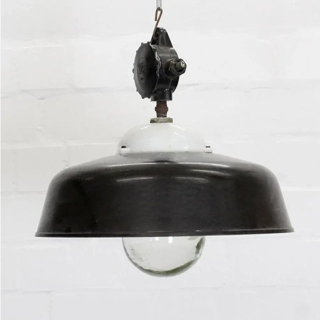 Glass Vintage Industrial Loft Ceiling Lamp from Apolda For Sale - Image 7 of 7