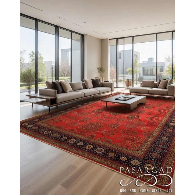 Pasargad DC Rust Fine Hand-Knotted Sarouk Design Rug For Sale - Image 4 of 4