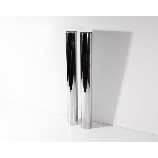 Contemporary Pair of Philippi Chrome Candle Holders For Sale - Image 3 of 8