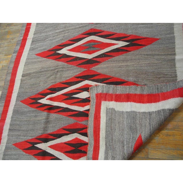 Attractively Grey Field With Internal Triangles a Geometric Pattern Antique American Navajo Rug For Sale In New York - Image 6 of 6