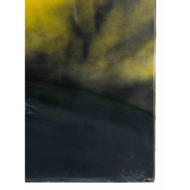 Mario Sinisca, Black Dawn, 1980s, Mixed Media on Canvas For Sale - Image 3 of 6