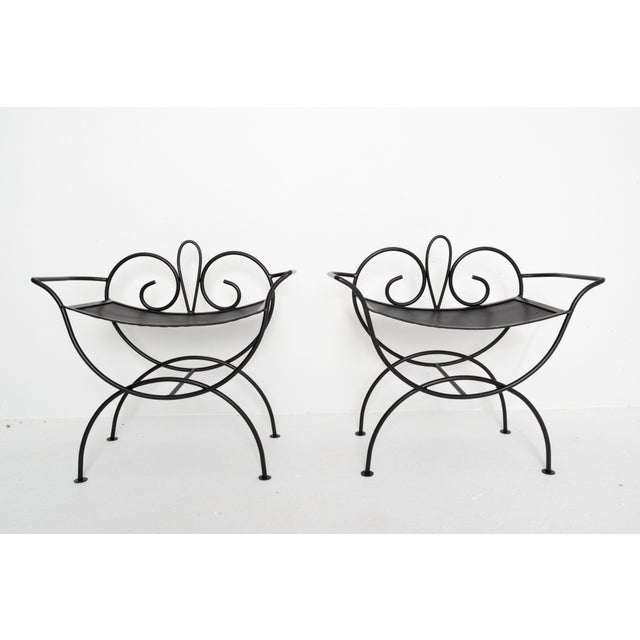 Pair Wrought Iron Salterini style Black Benches For Sale In New York - Image 6 of 10