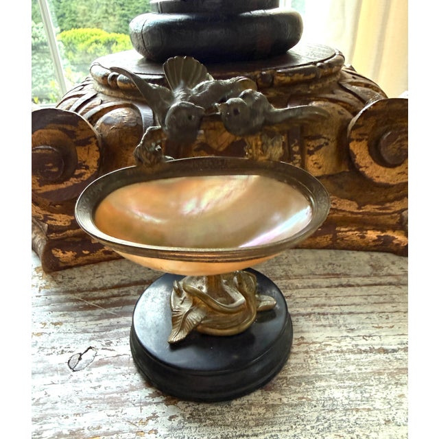 Early 19th Century 19th C French Gilt Bronze and Nacre Bird Bowl For Sale - Image 5 of 12