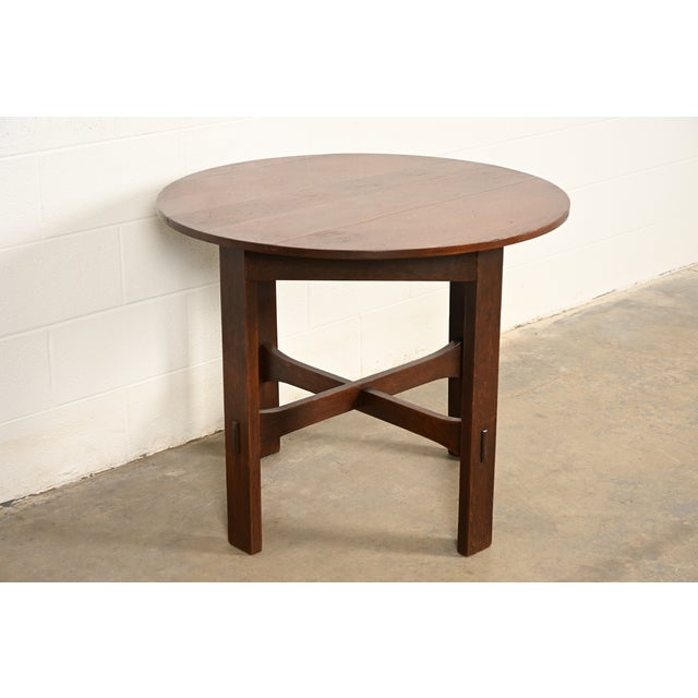 Stickley Brothers Antique Mission Oak Arts & Crafts Center Table or Lamp Table, Circa 1910 For Sale - Image 10 of 10