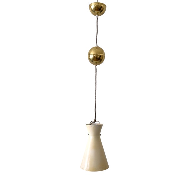 Mid-Century Pulley Diabolo Pendant Lamp attributed to Vereinigte Werkstätten, Munich, 1950s For Sale
