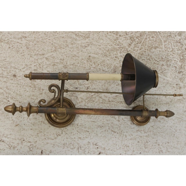 1970s 1970s Traditional Chapman Lighted Sconces W. Tole Shades - a Pair For Sale - Image 5 of 13