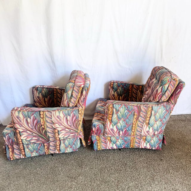 Textile Vintage Needlepoint Swivel Rocking Lounge Chairs - A Pair For Sale - Image 7 of 12