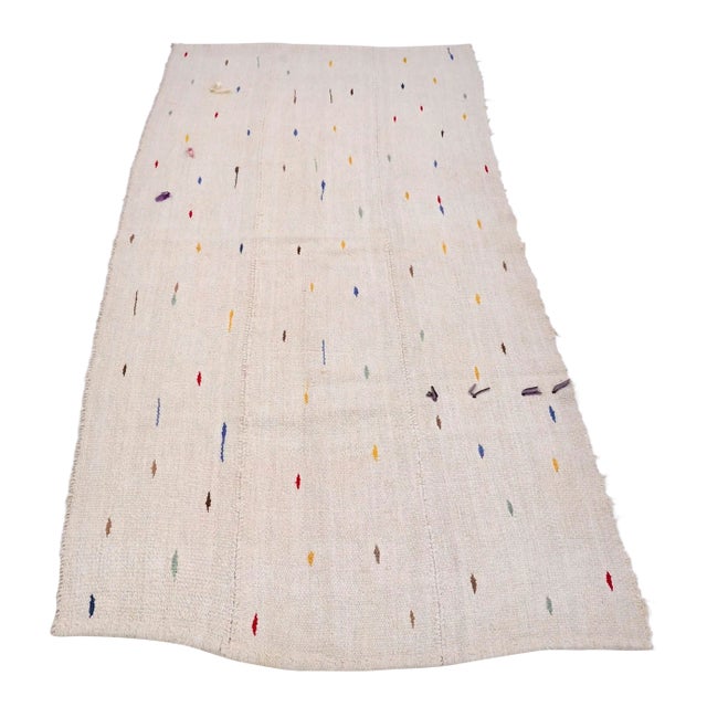 1960s Minimalist Designer Turkish Hemp Kilim Rug For Sale