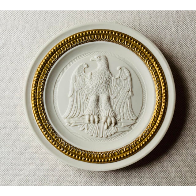 Italian Bisque Porcelain Grand Tour Style Plaque With Gilt Border | Italy, Mid-20th C. For Sale - Image 12 of 18