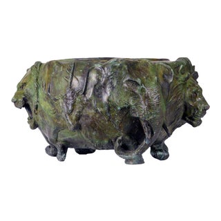 A Japanese Bronze “Animal” Jardiniere For Sale