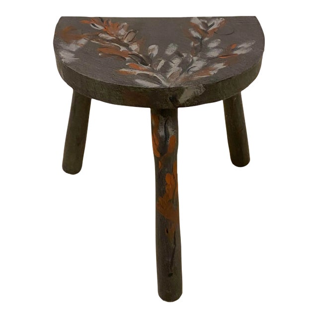 Custom Hand-Painted Milking Stool For Sale