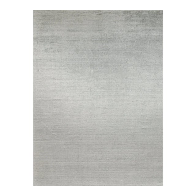 2010s Rug & Kilim’s Modern Rug in Solid Gray and Off-White Striae - 11x15 For Sale