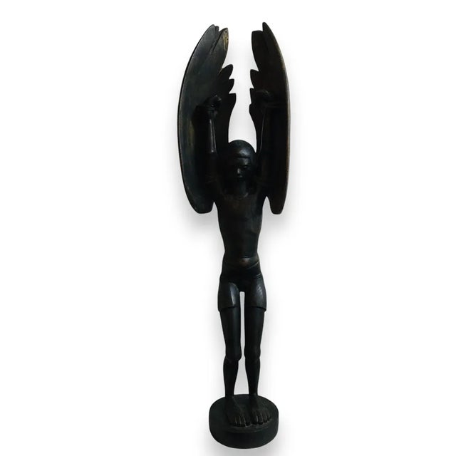 Nándor Záhorzik, Icarus Statue, 1960s, Beech For Sale - Image 13 of 13