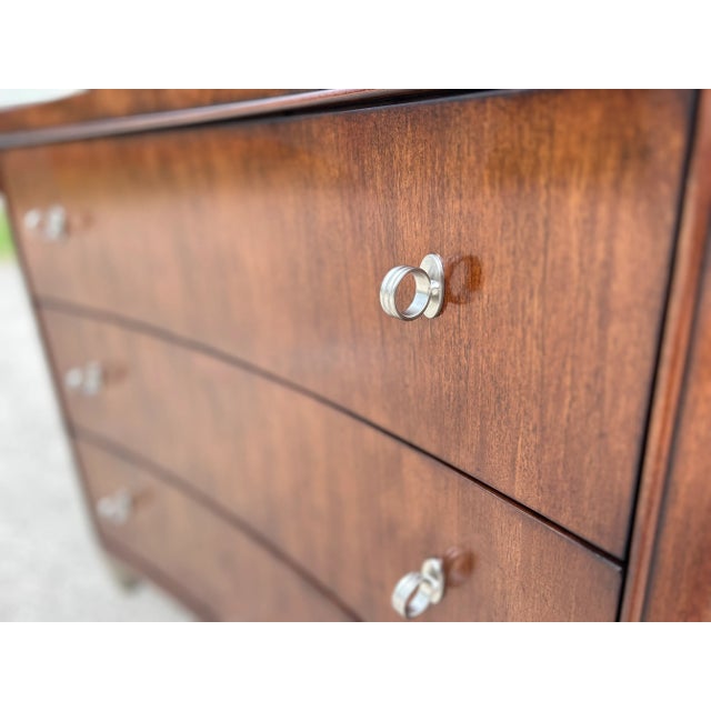 Drexel Heritage Vintage Drexel Heritage Walt Disney Signature Collection Bow-Front Mahogany Credenza | Hollywood Regency Art Moderne Chest of Drawers For Sale - Image 4 of 10