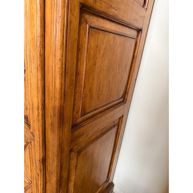 Custom Made Century Hill Solid Wood Media Cabinet / Armoire – Hand-Carved For Sale - Image 12 of 14