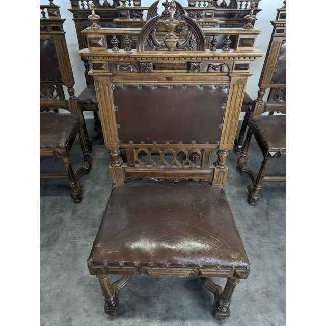 Renaissance Chairs in Solid Walnut, Set of 8 For Sale - Image 9 of 15