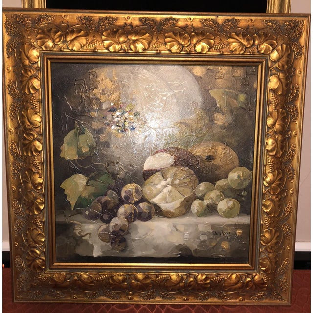 1990s Pam Rogers Original Still Life Oil Painting in Ornate Gilt Frame W/ Coa For Sale - Image 9 of 10