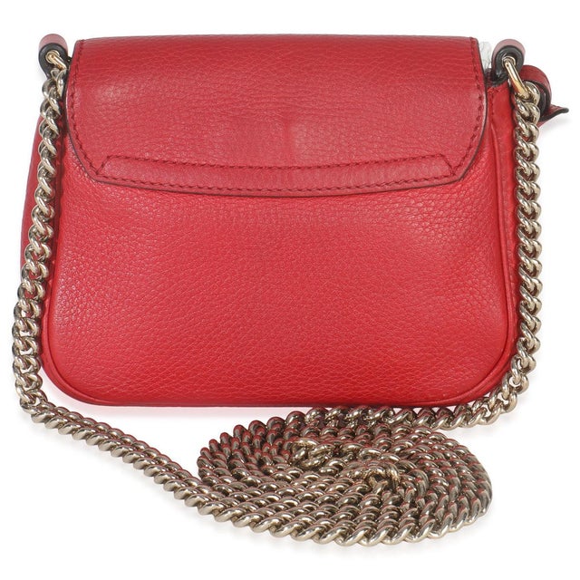 Gucci Red Pebbled Calfskin Interlocking G Small Soho Flap Bag For Sale - Image 4 of 9