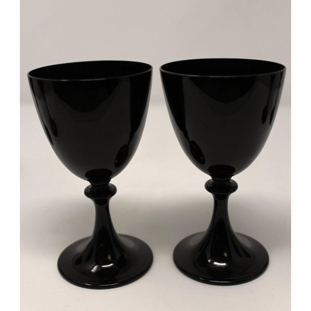 Black Murano Glass Goblets Set of 6 Chairish