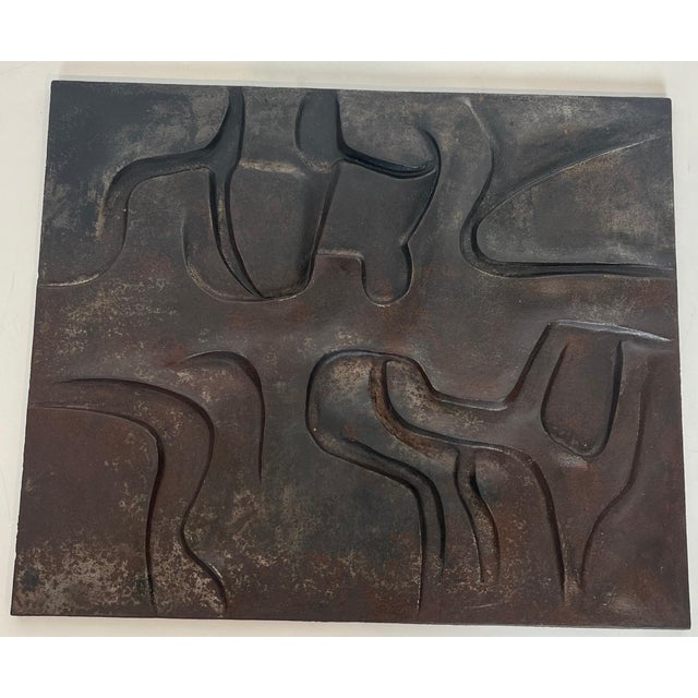 Modernist cast iron fireback. French work. Circa 1970 For Sale - Image 12 of 12