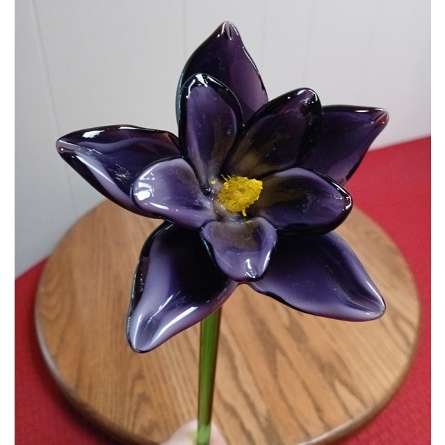 Vintage Murano. Amethyst Vase W/Emerald Vine Wrap Around Vase, With Matching Flowers For Sale - Image 10 of 12