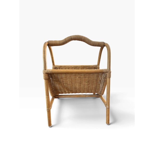 Tan 1970s Rattan Wicker Magazine Rack For Sale - Image 8 of 9