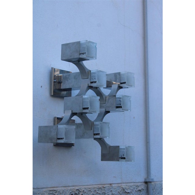 Cubic Wall Lamp in Chromed Metal and Methacrylate by Gaetano Sciolari for Sciolari, 1970s For Sale - Image 13 of 13