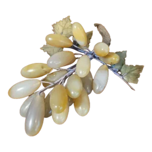 Vintage MCM Stone Green Grape Cluster & Leaves