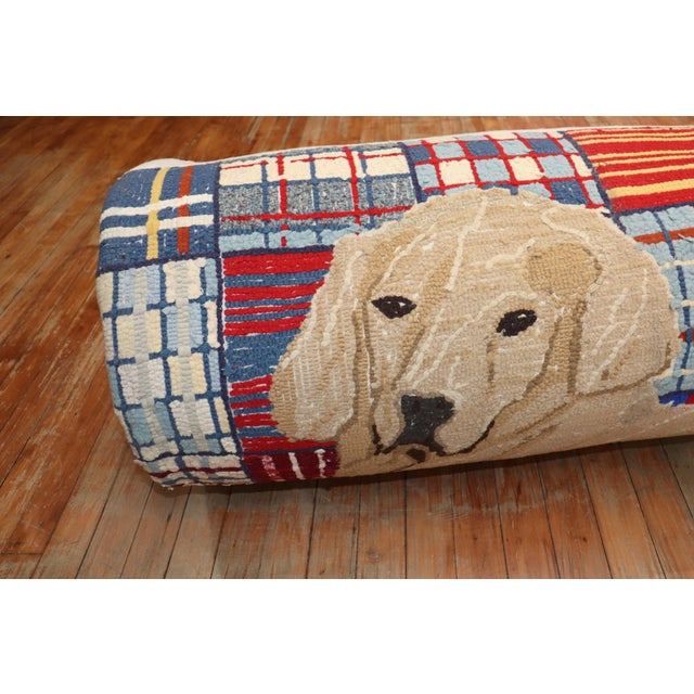 American Rare Room Size Large Dog American Hooked Rug For Sale - Image 3 of 18