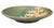 Hand-thrown contemporary studio stoneware bowl featuring a soft moss green speckled glaze with a carved Bird of Paradise...