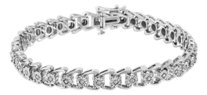 .925 Sterling Silver 1/2 Cttw Diamond Miracle-Set Double Swoosh Wave Style 7" Tennis Bracelet (I-J Color, I3 Clarity)