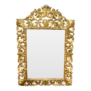 19th C. Italian Florentine Carved Giltwood Mirror For Sale