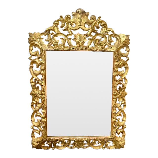 19th C. Italian Florentine Carved Giltwood Mirror For Sale