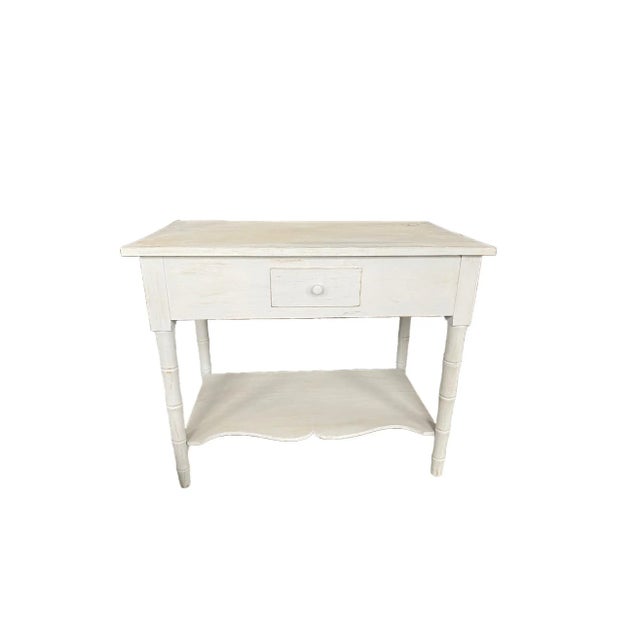 Vintage White Painted Bamboo Table For Sale - Image 4 of 4