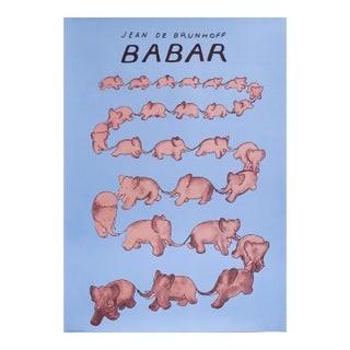 2017 French Children's Poster, Babar, the Blue Carousel (De Brunhoff) For Sale