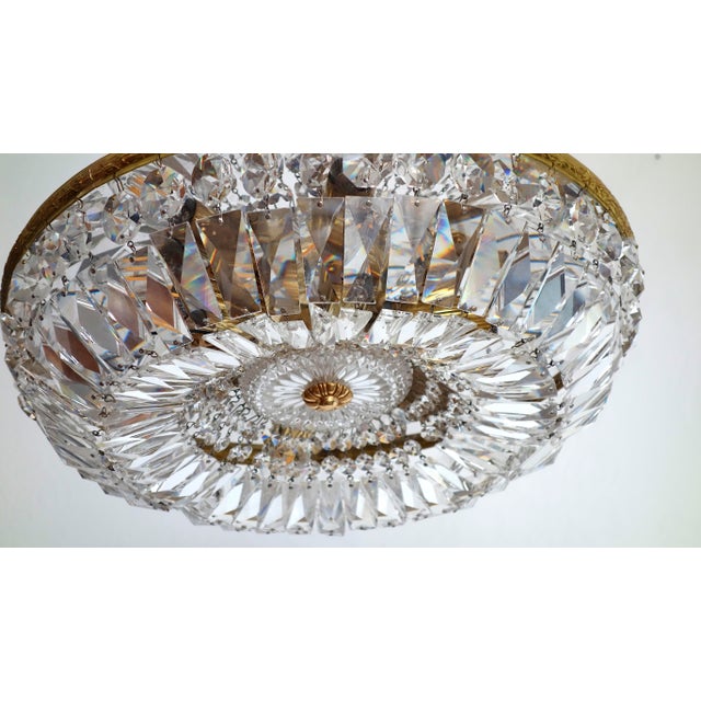 1960s Brass and Lead Crystal 6-Light Chandelier from Palwa, 1960s For Sale - Image 5 of 7