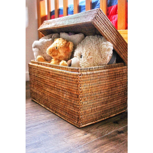 Artifacts Rattan Rectangular Hinged Chest For Sale - Image 4 of 8