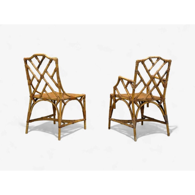 Dal Vera, Italian Modern, Bamboo, Cane, Six Dining Chairs, Italy, 1950s For Sale - Image 12 of 15